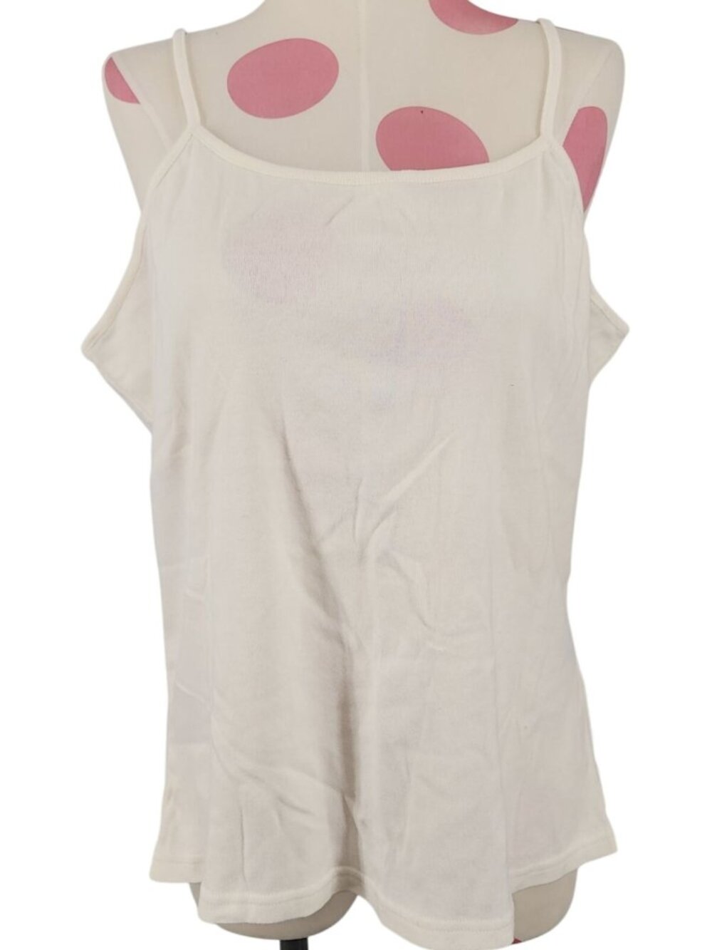 Women's Cream Adjustable Strap Tank Top Large Layering Under Shirt Stretch